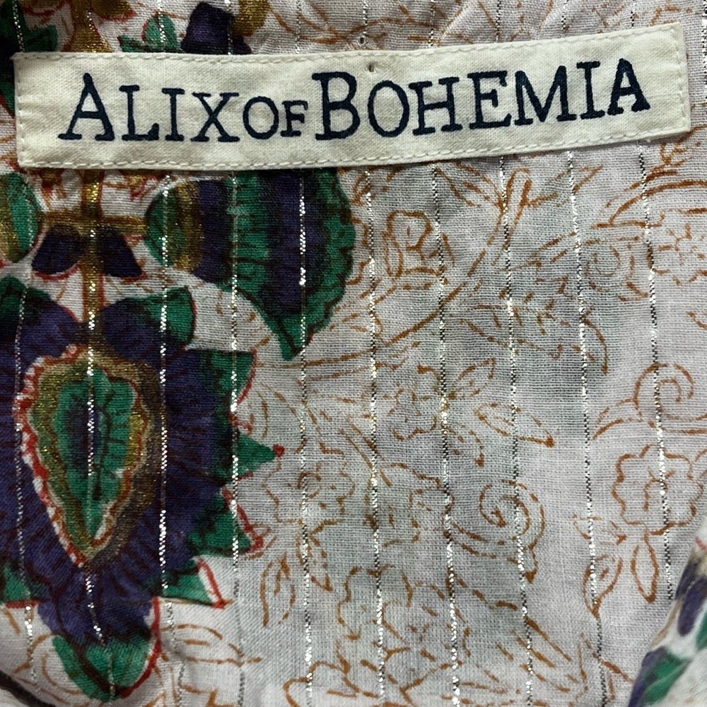 Alix of Bohemia Print Lurex Stripe Shirt Sz-XS - Picture 6 of 9